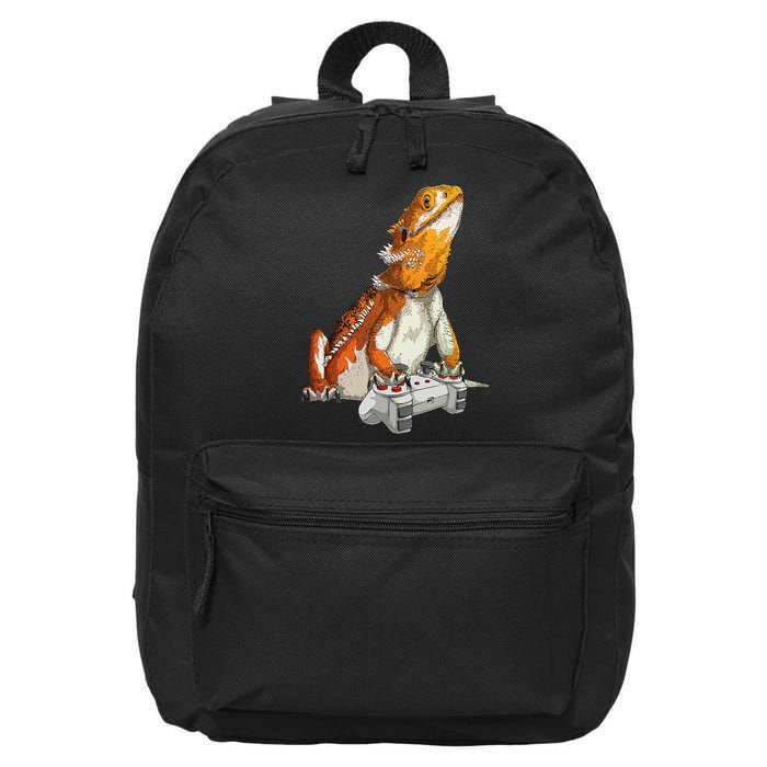 Bearded Dragon Playing Video Games Reptiles lizard Gamers 16 in Basic Backpack