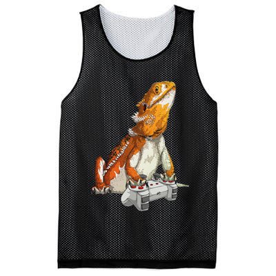 Bearded Dragon Playing Video Games Reptiles lizard Gamers Mesh Reversible Basketball Jersey Tank