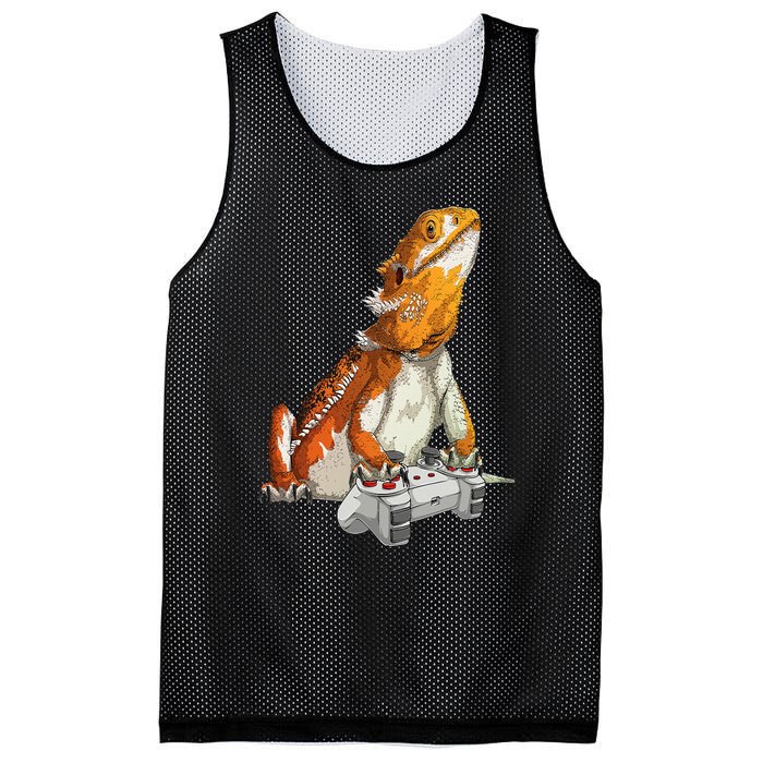 Bearded Dragon Playing Video Games Reptiles lizard Gamers Mesh Reversible Basketball Jersey Tank