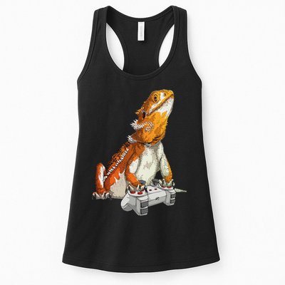 Bearded Dragon Playing Video Games Reptiles lizard Gamers Womens Tank Top