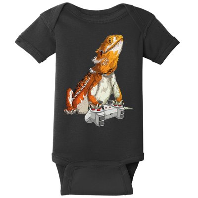 Bearded Dragon Playing Video Games Reptiles lizard Gamers Baby Bodysuit