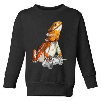 Bearded Dragon Playing Video Games Reptiles lizard Gamers Toddler Sweatshirt