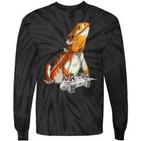 Bearded Dragon Playing Video Games Reptiles lizard Gamers Tie-Dye Long Sleeve Shirt