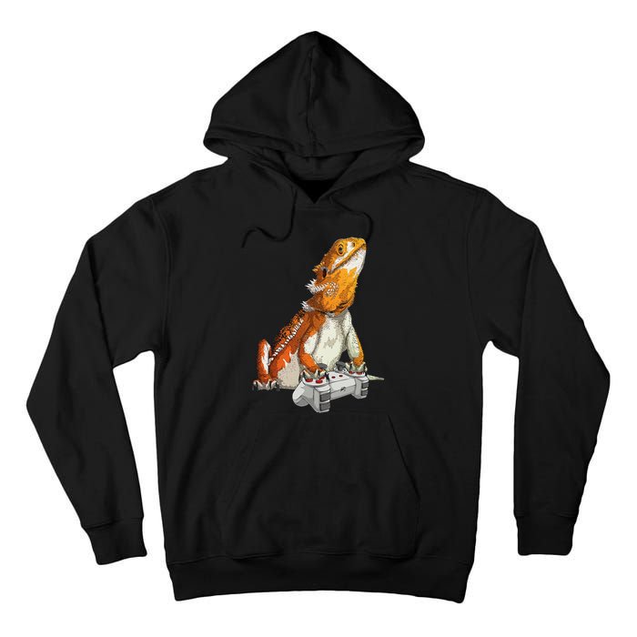 Bearded Dragon Playing Video Games Reptiles lizard Gamers Tall Hoodie