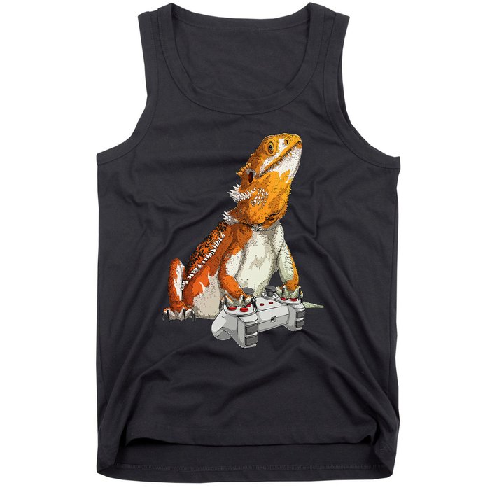 Bearded Dragon Playing Video Games Reptiles lizard Gamers Tank Top