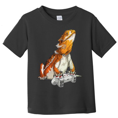 Bearded Dragon Playing Video Games Reptiles lizard Gamers Toddler T-Shirt