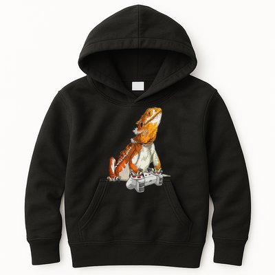 Bearded Dragon Playing Video Games Reptiles lizard Gamers Kids Hoodie