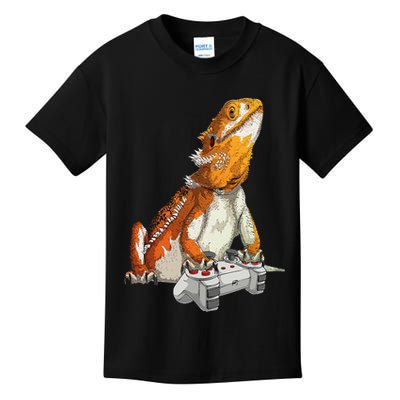 Bearded Dragon Playing Video Games Reptiles lizard Gamers Kids T-Shirt