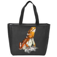 Bearded Dragon Playing Video Games Reptiles lizard Gamers Zip Tote Bag