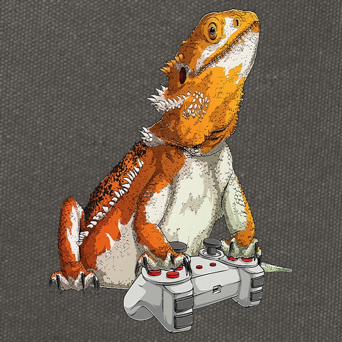 Bearded Dragon Playing Video Games Reptiles lizard Gamers Cotton Canvas Backpack