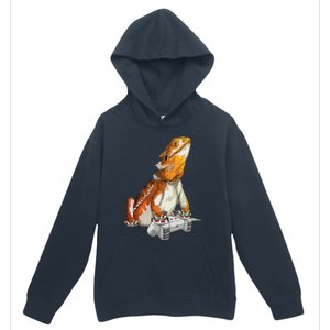 Bearded Dragon Playing Video Games Reptiles lizard Gamers Urban Pullover Hoodie