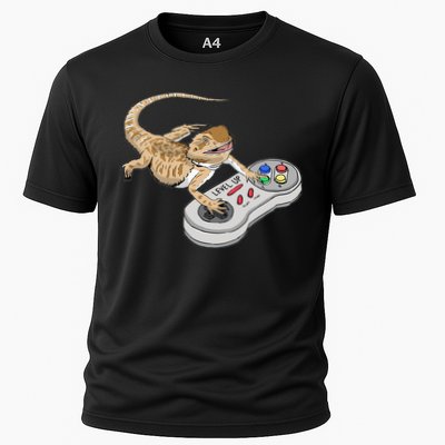 Bearded Dragon Playing Video Game Reptiles Pagona Gamers Performance Shirt