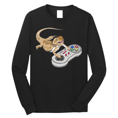 Bearded Dragon Playing Video Game Reptiles Pagona Gamers Long Sleeve Shirt