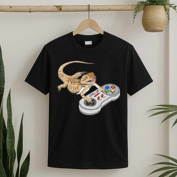 Bearded Dragon Playing Video Game Reptiles Pagona Gamers T-Shirt