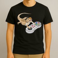 Bearded Dragon Playing Video Game Reptiles Pagona Gamers T-Shirt