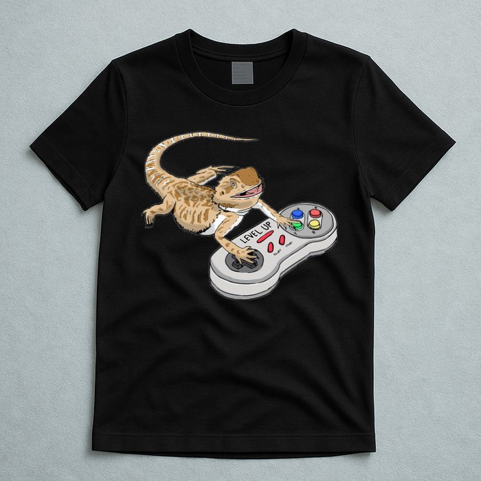 Bearded Dragon Playing Video Game Reptiles Pagona Gamers T-Shirt