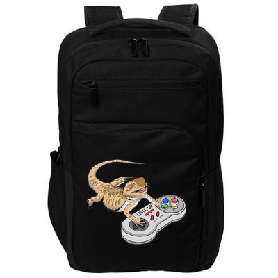 Bearded Dragon Playing Video Game Reptiles Pagona Gamers Impact Tech Backpack