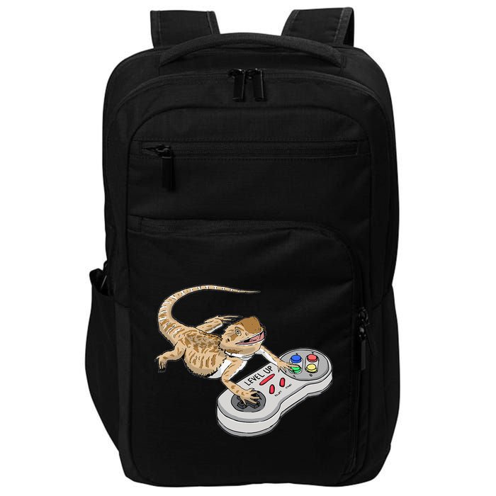 Bearded Dragon Playing Video Game Reptiles Pagona Gamers Impact Tech Backpack
