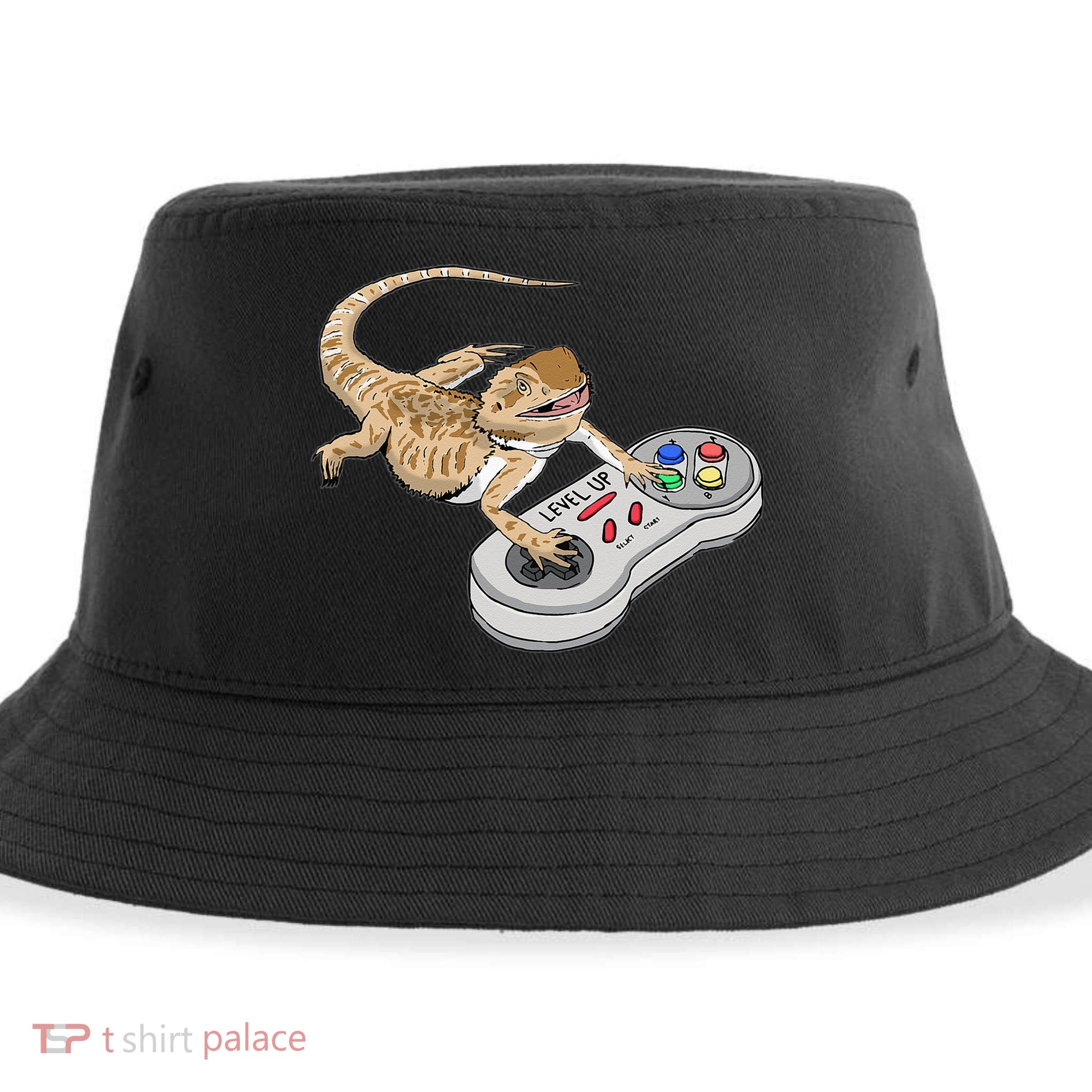 Bearded Dragon Playing Video Game Reptiles Pagona Gamers Sustainable Bucket Hat