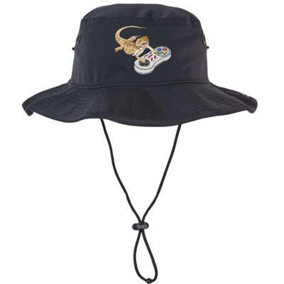 Bearded Dragon Playing Video Game Reptiles Pagona Gamers Bucket Hat