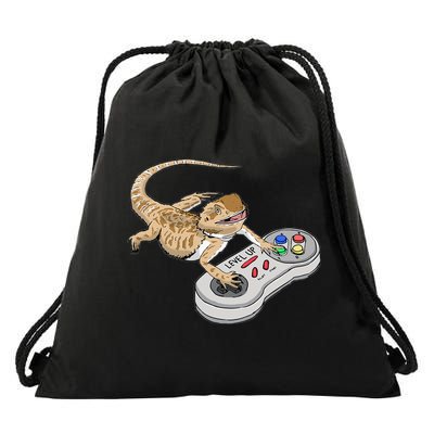 Bearded Dragon Playing Video Game Reptiles Pagona Gamers Drawstring Bag