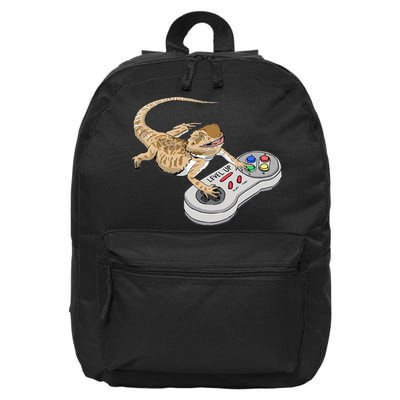 Bearded Dragon Playing Video Game Reptiles Pagona Gamers 16 in Basic Backpack
