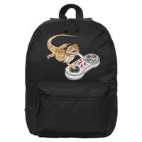 Bearded Dragon Playing Video Game Reptiles Pagona Gamers 16 in Basic Backpack