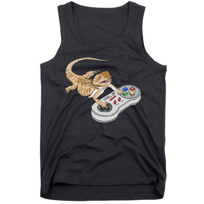 Bearded Dragon Playing Video Game Reptiles Pagona Gamers Tank Top