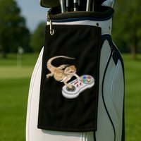 Bearded Dragon Playing Video Game Reptiles Pagona Gamers Golf Towel