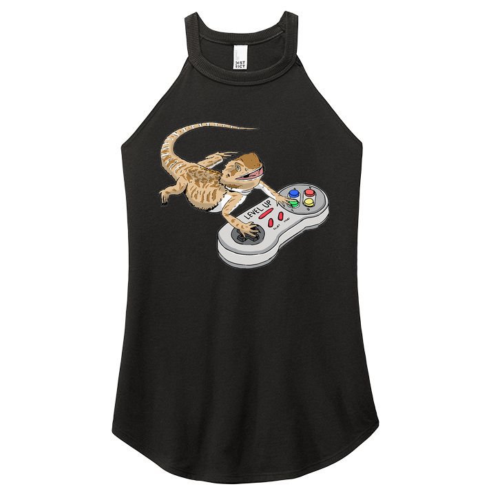 Bearded Dragon Playing Video Game Reptiles Pagona Gamers Women's Perfect Tri Rocker Tank