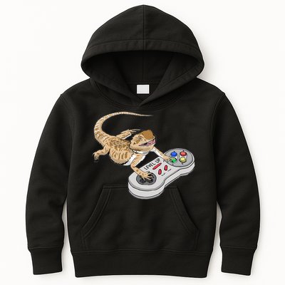 Bearded Dragon Playing Video Game Reptiles Pagona Gamers Kids Hoodie