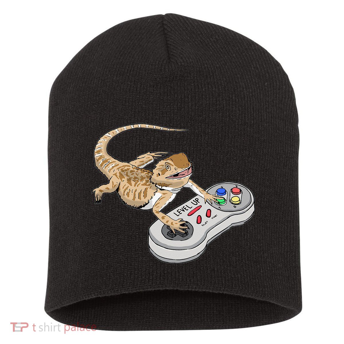 Bearded Dragon Playing Video Game Reptiles Pagona Gamers Short Acrylic Beanie