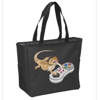 Bearded Dragon Playing Video Game Reptiles Pagona Gamers Zip Tote Bag