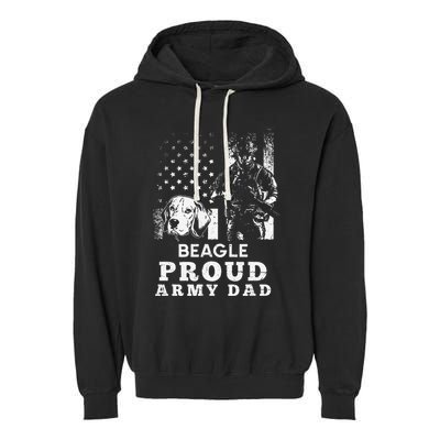 Beagle Dog Proud Army Dad American Flag Patriotic Vintage Garment-Dyed Fleece Hoodie