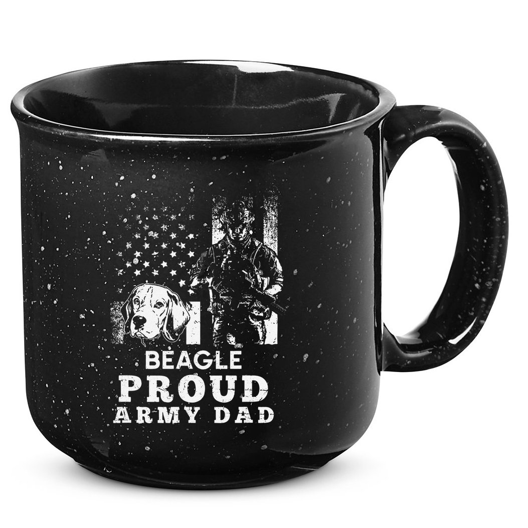 Beagle Dog Proud Army Dad American Flag Patriotic Vintage 15oz Campfire Ceramic Mug