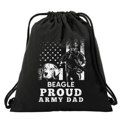 Beagle Dog Proud Army Dad American Flag Patriotic Vintage Drawstring Bag