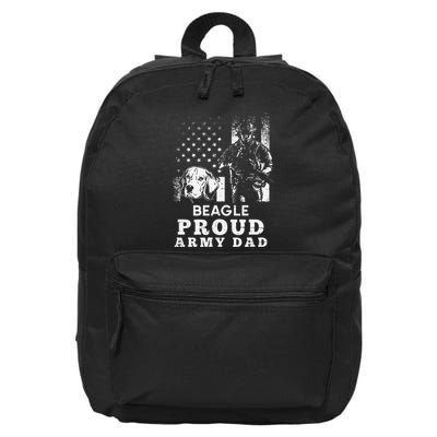 Beagle Dog Proud Army Dad American Flag Patriotic Vintage 16 in Basic Backpack