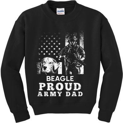 Beagle Dog Proud Army Dad American Flag Patriotic Vintage Kids Sweatshirt