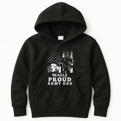 Beagle Dog Proud Army Dad American Flag Patriotic Vintage Kids Hoodie