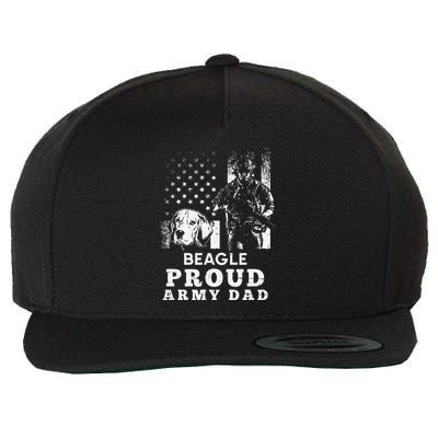 Beagle Dog Proud Army Dad American Flag Patriotic Vintage Wool Snapback Cap
