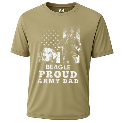 Beagle Dog Proud Army Dad American Flag Patriotic Vintage Performance Shirt