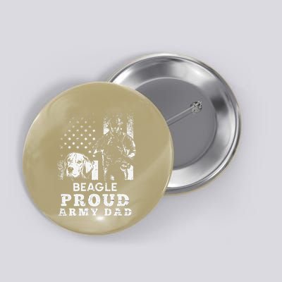 Beagle Dog Proud Army Dad American Flag Patriotic Vintage Button