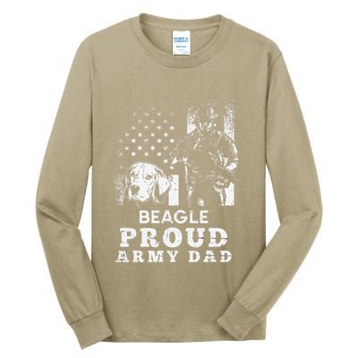 Beagle Dog Proud Army Dad American Flag Patriotic Vintage Tall Long Sleeve T-Shirt
