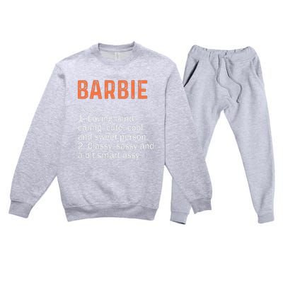 BARBIE Definition Personalized Name Funny Birthday Gifts Premium Crewneck Sweatsuit Set