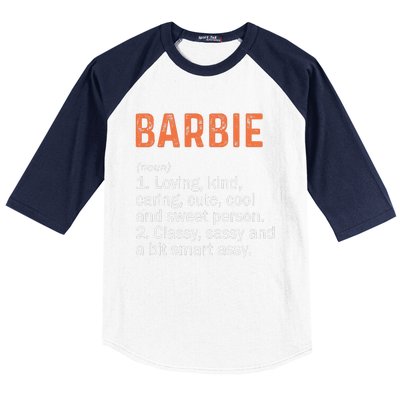 BARBIE Definition Personalized Name Funny Birthday Gifts Baseball Sleeve Shirt