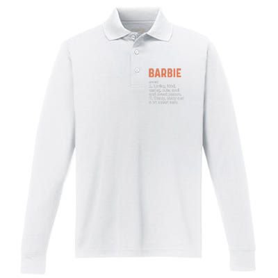 BARBIE Definition Personalized Name Funny Birthday Gifts Performance Long Sleeve Polo