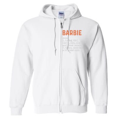 BARBIE Definition Personalized Name Funny Birthday Gifts Full Zip Hoodie