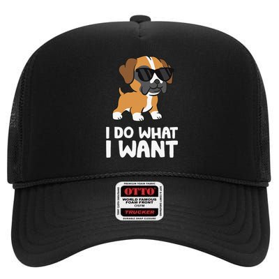 Boxer Dog Pet Boxer Dog I Do What I Want High Crown Mesh Back Trucker Hat