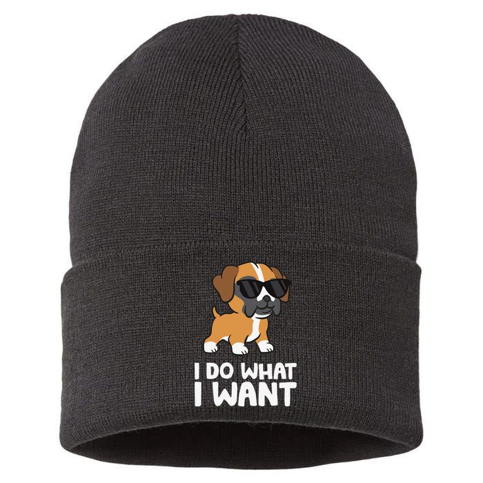 Boxer Dog Pet Boxer Dog I Do What I Want Sustainable Knit Beanie