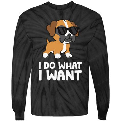 Boxer Dog Pet Boxer Dog I Do What I Want Tie-Dye Long Sleeve Shirt